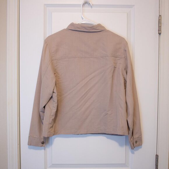 Neutral Zip Front Jacket Minimalist Utility Light Outerwear Classic Units Sz 12 - Picture 3 of 4